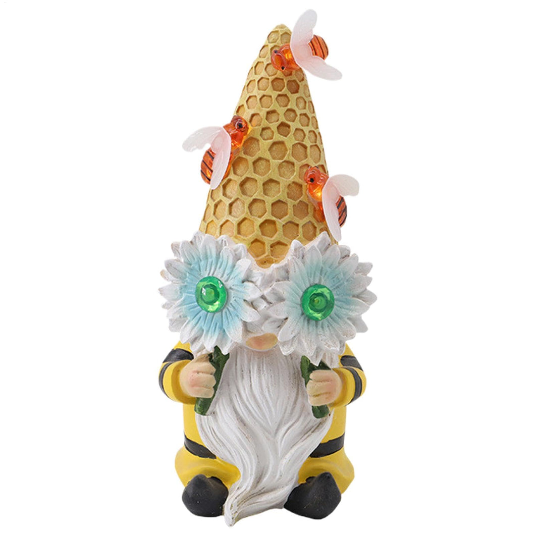 Solar Garden Ornaments, Gnome Figurine, Resin Gnome Statue, Bee Design Solar Lights, Gnomes Yard Decorations, Resin Gnome Sculpture, Outdoor Decorations, 8.86x4.13x3.94 Inches for Patio, Garden, Lawn