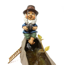 Load image into Gallery viewer, Asixxsix Garden Gnome, Funny Resin Fishing Garden Gnome Statue UV Resistant Fishing Gnome Sitter Statue Indoor or Outdoor Decoration for Yard Lawn or Pond, Birthday Accessories
