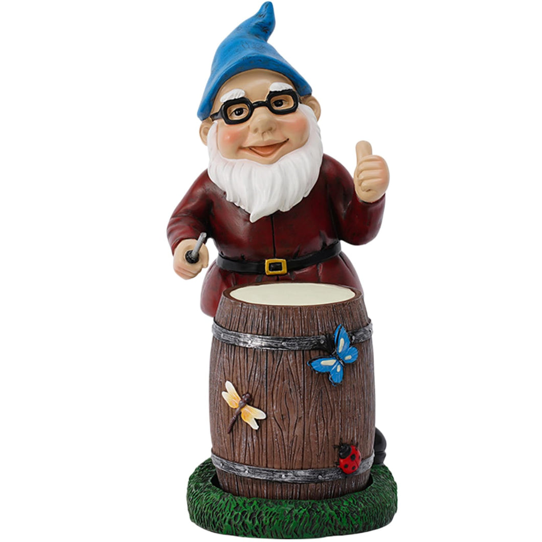 Garden Gnomes Drum Playing Funny Garden Gnomes Luminous Vivid Resin Gnome Gifts Cute Vibrant 9.25in Gnome Decor for Yard Garden Outdoor Garden Ornament