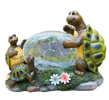 Load image into Gallery viewer, RAYWER Solar Powered Turtle Mama and Baby Outdoor Garden Light Decor, Garden Ornament (Turtles Family on a Lawn)
