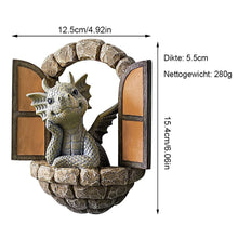 Load image into Gallery viewer, Courtyard Dinosaur Sculpture Wall Decoration, Weatherproof Resin Garden Statue Dinosaur Gnome Miniatures, Cute Dragon Garden Ornaments for Indoor Outdoor Wall Art Patio Yard Landscaping Decoration
