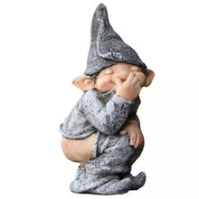 Load image into Gallery viewer, MOOCOCO Naughty Funny Outdoor Pooping Gnome Statue,Garden Figures Figurines, Dwarf Decoration Garden Sculptures and Statues, Miniature Mold for Courtyard Lawn Yard-Grey
