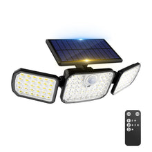 Load image into Gallery viewer, Peasur Solar Security Lights Outdoor Motion Sensor, 3 Modes Solar Powered Flood Light with Remote Control 3 Adjustable Heads, IP65 Waterproof Wall Mount Wireless for Yard Garage Patio Porch
