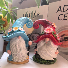 Load image into Gallery viewer, MOOCOCO Garden Gnome Statue,4.92 in Resin Flower Pots Dwarf Figurine, Garden Faceless Gnome Sculpture, Summer Gnomes Figurines Spring Gnomes for Patio Lawn Yard Home Tabletop Decoration (Blue)

