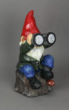 Load image into Gallery viewer, Forest Bird Watcher Garden Gnome Solar Eyes Solar LED Accent Light Sculpture
