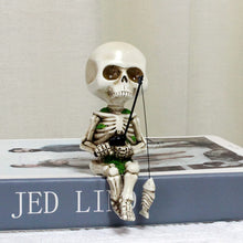 Load image into Gallery viewer, Fairy Garden Gnome Statues Miniature Dwarf Elf Fishing Figurines Outdoor Landscape Ornaments for Yard Lawn Pond Pool Riverside Decoration (Skeletons)
