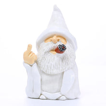 Load image into Gallery viewer, Garden Gnome Dwarf Statue Ornament - White Robe Smoking Dwarf Craft. Whitebeard Gnome Resin Outdoor Decoration, Smoking Wizard Gnome Statue

