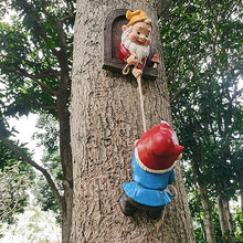 Load image into Gallery viewer, Enchanting Gnome Climbing Rope Face Hanging Ornament: Resin Dwarf Garden Sculpture, Outdoor Gardening Decor Craft. Add Unique Charm to Your Garden!
