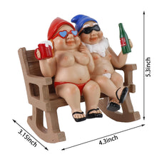 Load image into Gallery viewer, BRYNHILDSANS Funny Garden Gnomes Statue 5.5&quot; Swing Couple Garden Decoration Dwarf Figurines Ornament Drunk Gnome Resin Sculpture Housewarming Halloween
