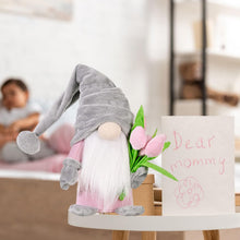 Load image into Gallery viewer, Volsha Mothers Day Gnome Gift Grey Faceless Doll Plush Elf Dwarf Doll Craft Gift with Bouquet for Mum Home Valentine&#39;s Day Toy, Mothers Day

