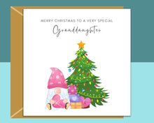 Load image into Gallery viewer, Cute Granddaughter Christmas Card - Xmas Gnome Gonk Card for Granddaughter (Regular - A5 folded to A6)

