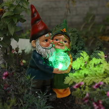 Load image into Gallery viewer, MIBUNG Garden Gnome Couple in Love Carrying Magic Orb with Multicolor Changing Solar Lights, Romantic Gnome Lovers Statue Figurine Outdoor Patio Yard Lawn Home Decor, Wedding Christmas Ornament Gifts
