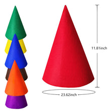 Load image into Gallery viewer, BEBAOVO 7 Packs Gnomes Hats - Dwarf Hats Felt Cone Hat Elf Pointed Hat Crayon Costume for Halloween Christmas Birthday Party for Adults Teens, Group Costumes
