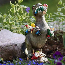 Load image into Gallery viewer, Jetcloud Garden Gnome Ornaments Dinosaur Eating Gnomes Outdoor Decor Funny Gnomes Sculpture Resin Figurine for Patio Decor Garden Art Resin Statue
