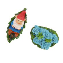 Load image into Gallery viewer, Tyenaza 2pcs Reading Book Garden Gnome, Flower Bush Statue Hand Painted Good Luck Blessings Gnome Figurines Gnomes Lawn Ornaments
