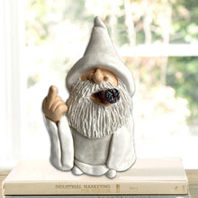 Load image into Gallery viewer, Garden Gnome Dwarf Statue Ornament - White Robe Smoking Dwarf Craft. Whitebeard Gnome Resin Outdoor Decoration, Smoking Wizard Gnome Statue
