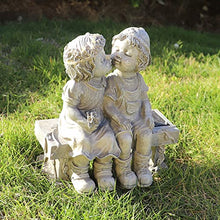 Load image into Gallery viewer, PacuM Angel Sculpture with Flower Solar Lights Boy and Girl Statue Garden Indoor Outdoor Waterproof Resin Ornament Lamp for Outside Fairy Lawn Flowerbed

