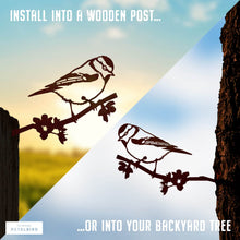 Load image into Gallery viewer, METALBIRD - Blue Tit - Outdoor Garden Ornaments in Corten Steel - Metal Art Proudly Made in Britain
