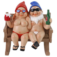 Load image into Gallery viewer, BRYNHILDSANS Funny Garden Gnomes Statue 5.5&quot; Swing Couple Garden Decoration Dwarf Figurines Ornament Drunk Gnome Resin Sculpture Housewarming Halloween
