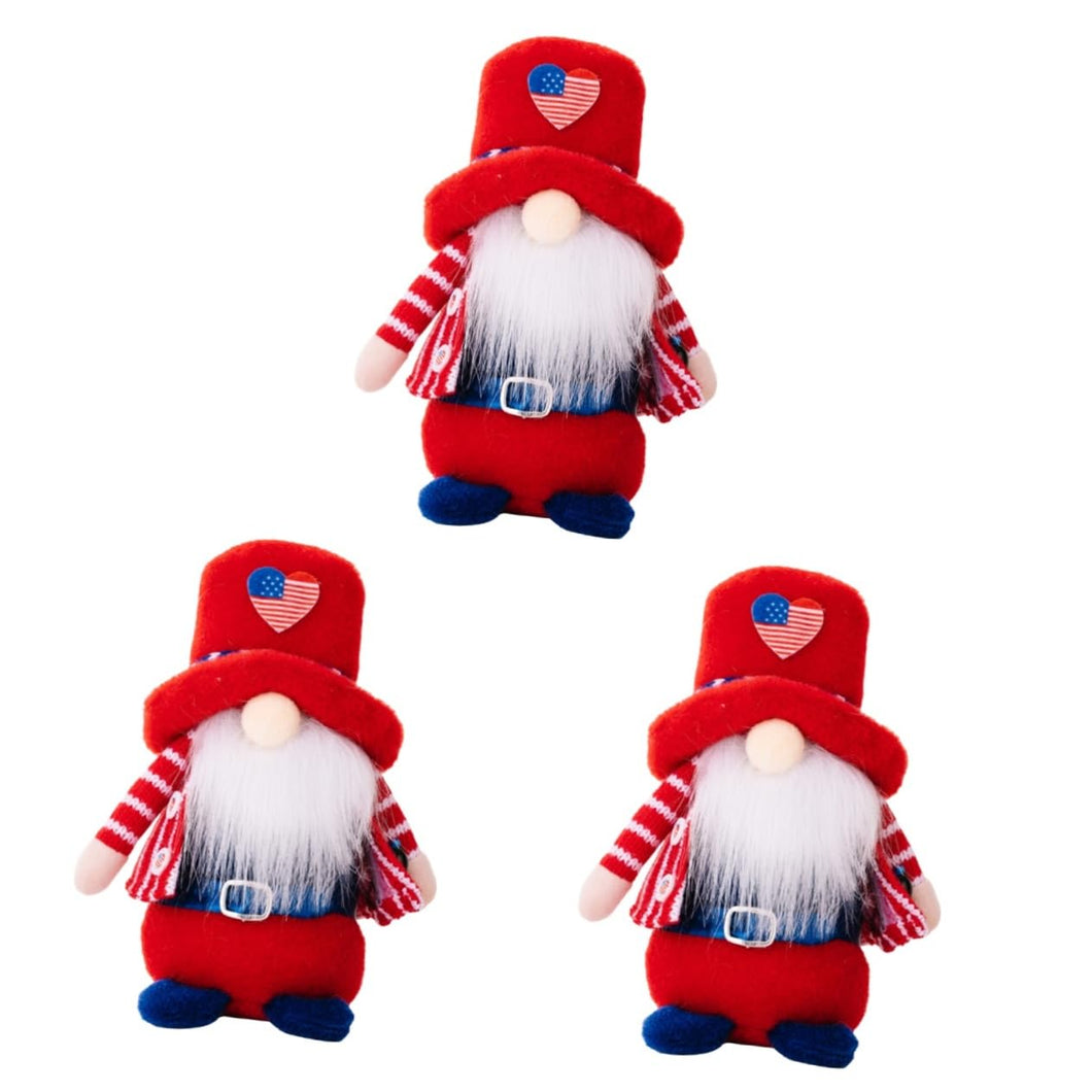 Cabilock 3pcs Independence Day Gnome Statue Funny Garden Ornaments Plush Gnome Doll Decor