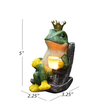 Load image into Gallery viewer, Gardenfans Miniature Frog Garden Statue with Solar Light Home Decor Fairy Garden Accessories Frog Decor for Patio, Balcony, Yard, Lawn Bedroom 2.3&quot;x3.3&quot;x5&quot;
