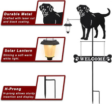 Load image into Gallery viewer, Taylor &amp; Brown Solar Labrador Silhouette Dog Breed Welcome Stakes Sign with a Lantern Light Outdoor Decorative Garden Stakes for Yard, Lawn, Patio, Pathway
