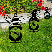 Load image into Gallery viewer, 3pcs Garden Gnome Easter Gnome Sign with Stake Black Gnome Yard Art for Outdoor Garden Lawn Sidewalks Patio Gnome Decoration
