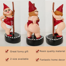 Load image into Gallery viewer, Myqiqi Pole Dancing Gnome Statue Funny Gnome Garden Ornament for Fairy Garden or Home Décor Two Size 12cm and 17cm (RED-S)
