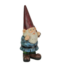 Load image into Gallery viewer, 12 Inch High Angry Garden Gnome Holding Pick Axe Decorative Yard Statue - Rude Hand Gesture Indoor/Outdoor Hand-Painted Grumpy Garden Patio or Porch Decor
