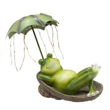Load image into Gallery viewer, ASDFG Solar Light Frog Garden Statue - Frog Umbrella Garden Sculpture with Lighting, Outdoor Pond Waterproof Fairy Tale Decoration, Gift for Women/Gardening Lovers/Mothers Outside Decor
