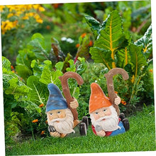 Load image into Gallery viewer, Happyyami 2pcs Garden Gnome Statue Charming Outdoor Decor for Garden Gnome Figurines Hooks Tree Ornaments for Home and Patio
