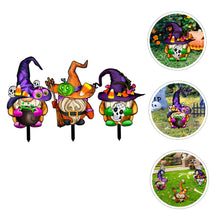 Load image into Gallery viewer, BESPORTBLE 3pcs Halloween Gnome Signs Festive Outdoor Acrylic Decorations for Lawn Garden Halloween Stake Decor for Boys and Girls Adults

