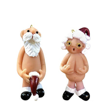 Load image into Gallery viewer, DWTECH 2 Pack Naughty Santa Ornament Set - 5.2cm Naked Santa Home Indoor Table Decor for Christmas Party Tree Hanging
