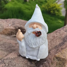 Load image into Gallery viewer, MOOCOCO Garden Gnome Statue, Funny Smoking Middle Finger Wizard Gnomes Statue Garden Figurine Art Garden Decoration, for Outdoor Lawn Yard Garden Porch Patio Ornaments (Middle Finger)
