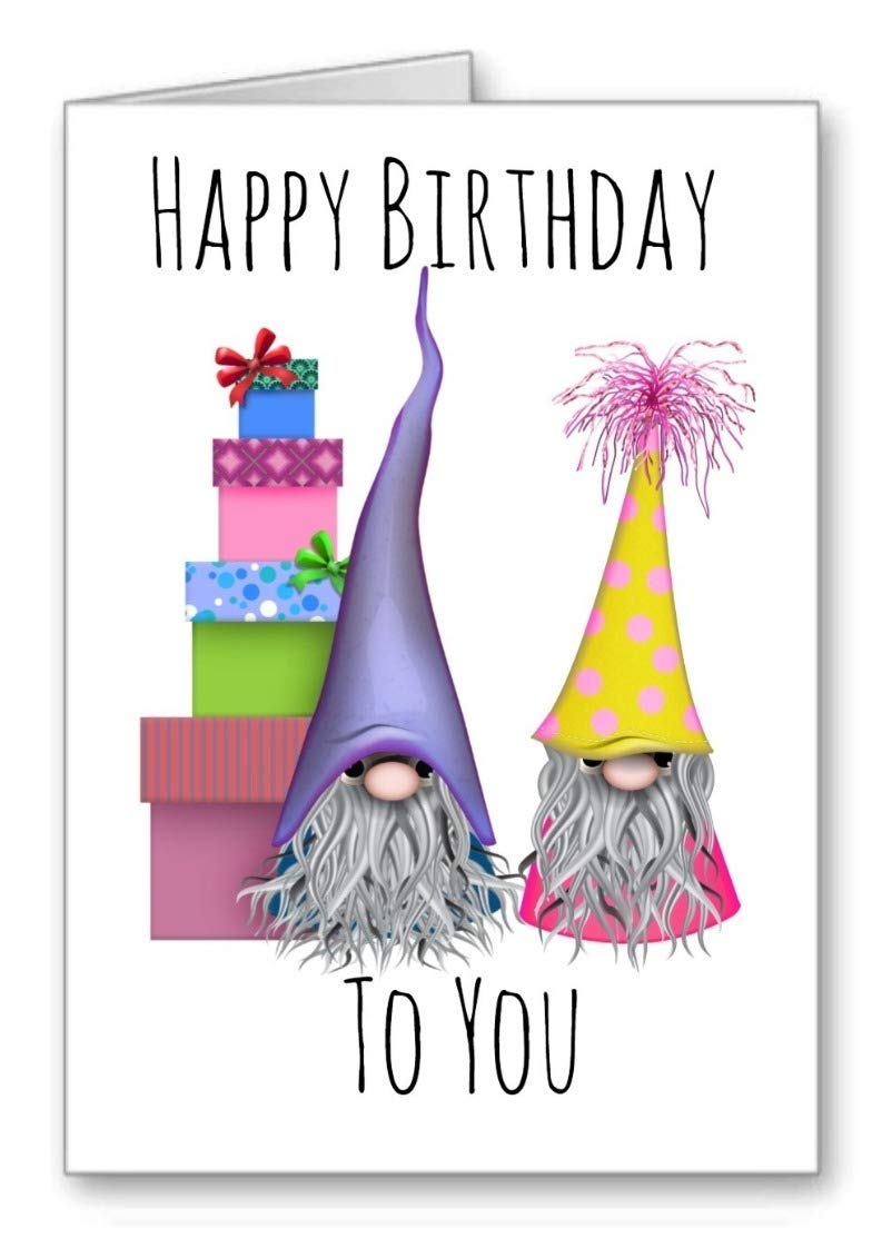 Gonk Gnome Happy Birthday Card Presents Party Cute (Envelope Included)