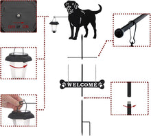 Load image into Gallery viewer, Taylor &amp; Brown Solar Labrador Silhouette Dog Breed Welcome Stakes Sign with a Lantern Light Outdoor Decorative Garden Stakes for Yard, Lawn, Patio, Pathway
