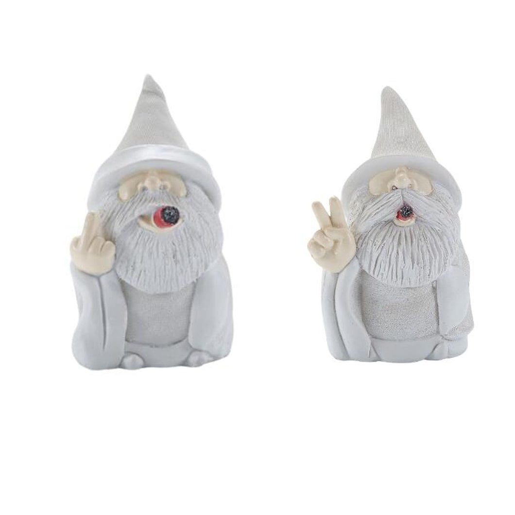 Eojmvxar Funny Garden Gnome Statue,2pcs Middle Finger Figurine Decorations for Lawn Yard Balcony Porch Patio Home Ornaments Outdoor，Garden Statue Outdoor, Smoking Wizard Gnome,