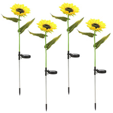 Load image into Gallery viewer, Pesoncarl 4 Packs Sunflower Solar Lights Outdoor Lifelike Solar Sunflowers IP44 Waterproof Solar Garden Lights Auto On/Off Solar Stake Lights for Yard Pathway Garden Sunflower Decor Pathway Lighting
