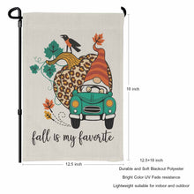 Load image into Gallery viewer, HOSNYE Fall is My Favorite Garden Flag Double Sided Yard Flags Large Leopard Pumpkin, Crow and Gnome on a Turquoise Car Garden Flags for Outside Outdoor Holiday Lawn Banners 12.5 x 18 Inch
