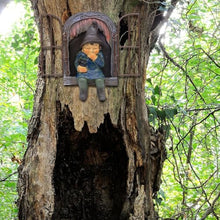 Load image into Gallery viewer, BLLREMIPSUR Garden Gnome Figures Decoration, Elf Out The Door Tree Hugger, 3D Resin Gnome Statue Tree Decoration, Vintage Fairy Tale Mystery Plant House, for Patio, Lawn, Tree Trunk, Garden

