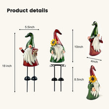 Load image into Gallery viewer, HONGLAND Garden Gnome Statue Outdoor Metal Gnome Yard Art 18 Inch Gnome Figurine Decorative Stakes for Holiday Xmas Lawn Patio Yard Garden Decor-2 PCS
