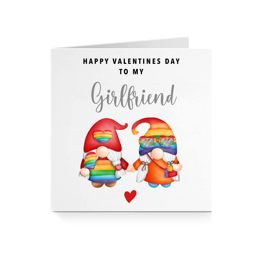 Happy Valentines Card for Girlfriend - Rainbow Gonk Love (For Her)