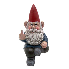 Load image into Gallery viewer, Angry Garden Gnome with Middle Finger, Shelf Sitting Figurine, Naughty Décor, Funny Gift, 7.15 Inches
