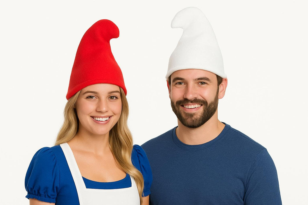 labreeze Gnome Hat Set for Adults – Red and White Pointed Hats for Couples – Soft Felt Fancy Dress Accessories for Men and Women – Ideal for Halloween, Festivals, and World Book Day
