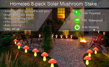 Load image into Gallery viewer, Homeleo 8 Pack Red Mushroom Solar Lights for Outdoor Garden Decor, Waterproof Solar Powered Fairy Ornaments for Yard Fence Lawn Pathway Landscape Lighting Thanksgiving Halloween Christmas Decorations
