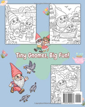 Load image into Gallery viewer, Gnome Sweet Gnome – A Whimsical Coloring Book for All Ages: Step into a magical world where tiny gnomes tend to lush gardens, sip tea under mushrooms, and bring joy with every page you color.
