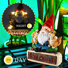 Load image into Gallery viewer, Outdoor Garden Gnome Ornaments with Solar Lights Funny Garden Gnomes Outdoor Statue for Patio Lawn Home Yard Decorations (with Solar Lights)
