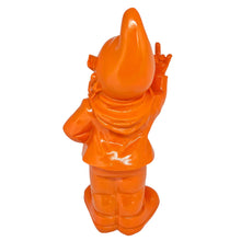 Load image into Gallery viewer, Stone-Lite Figurine - garden gnome giving the finger - 30cm - orange - funny present
