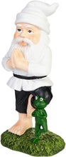 Load image into Gallery viewer, BRUBAKER Garden Yoga Gnome Tree - Gnome with Frog - Garden Sport Figure Vrksasana - Weatherproof Zen Decoration for Garden and Camping - Funny White Outdoor Decoration - 9.5 inches
