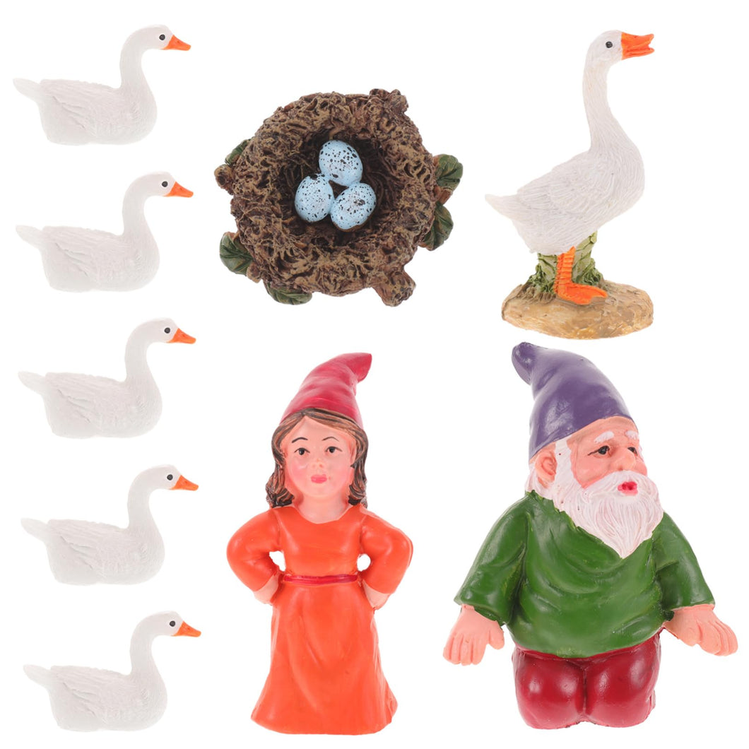 Yardwe 1set White Beard Gnome Garden Statues Resin Figurine Geese for Outdoor Decorations Ornaments Compact Durable Gnomes for Lawn Indoor Use